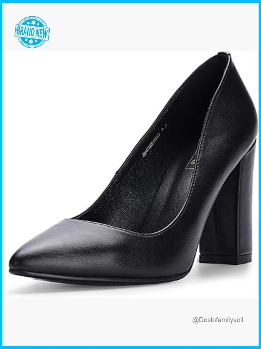 Chunky Block High Heel Pointed Toe Pumps Dress Shoes for Work Party